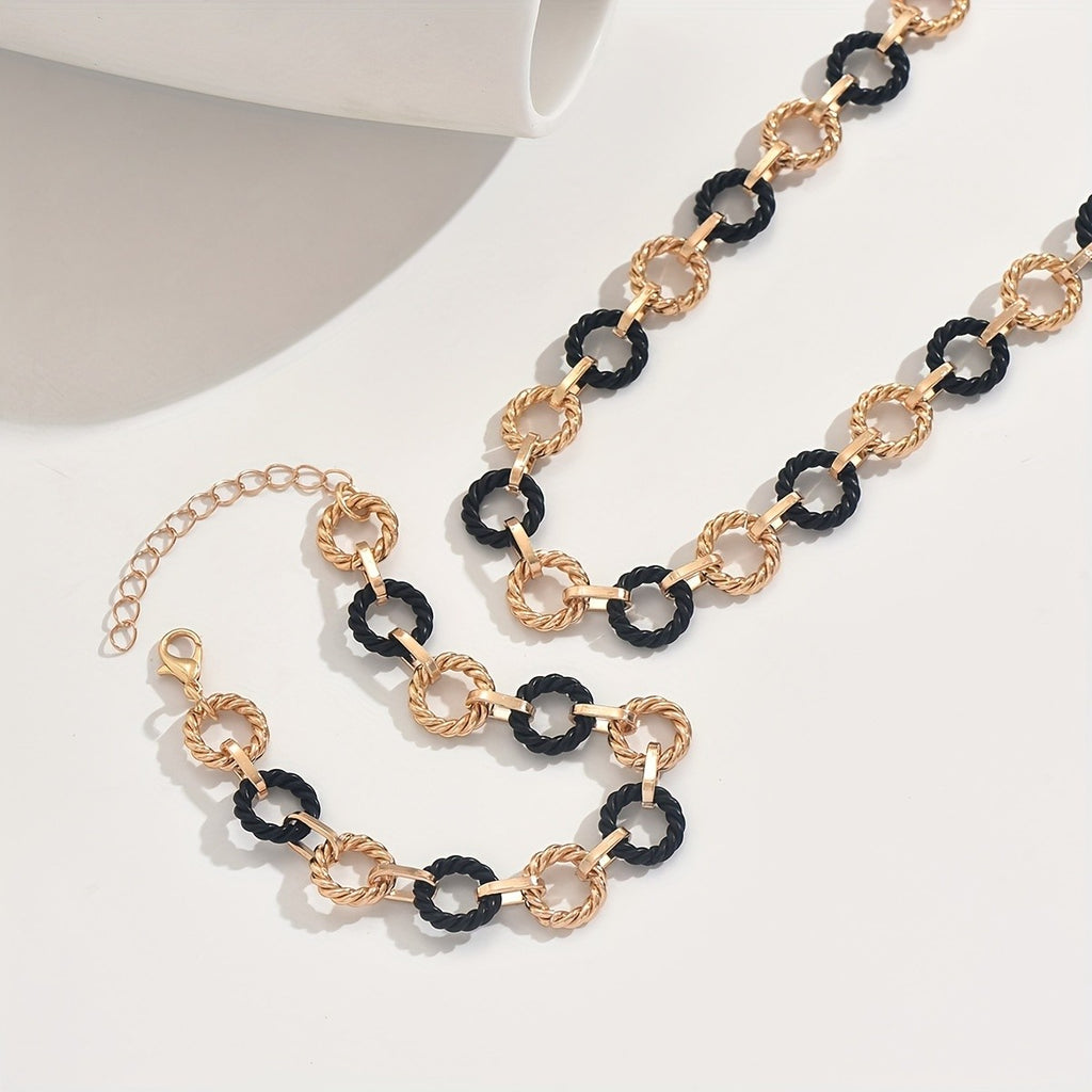 2PC Geometric Link Jewelry Set