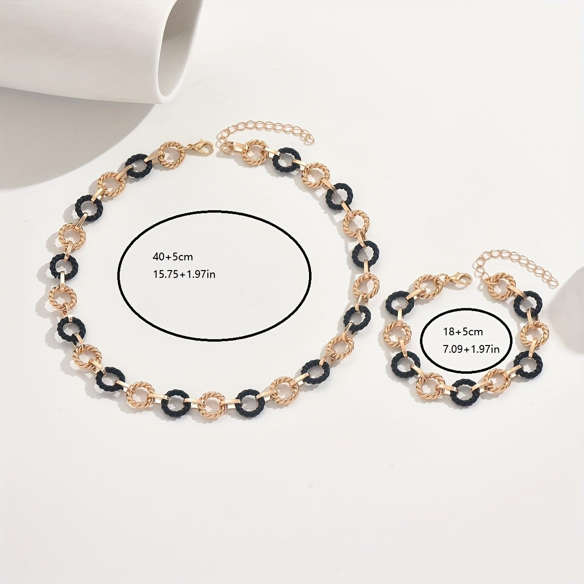 2PC Geometric Link Jewelry Set
