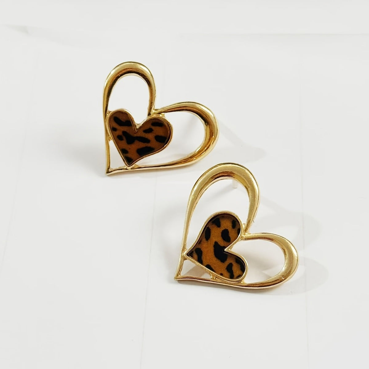 Leopard Heart Drop Earrings