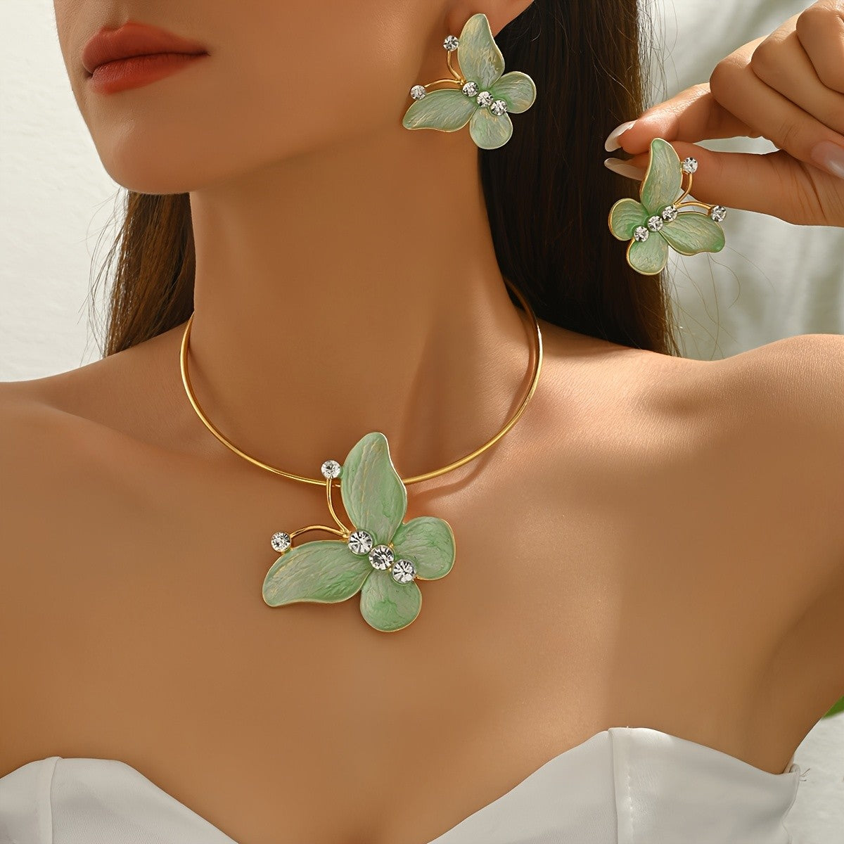 18k Boho Butterfly Jewelry Set