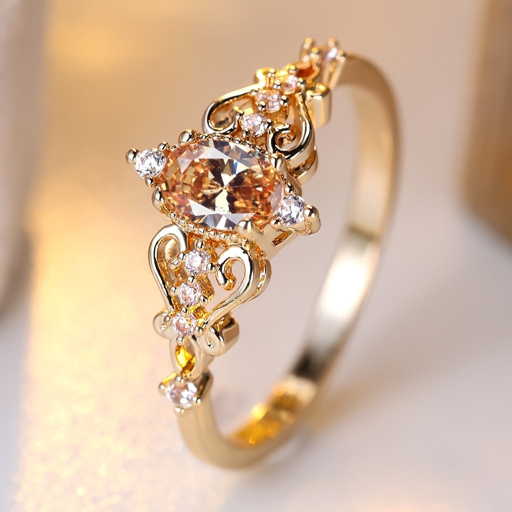 14k Elegant Oval Stone Ring