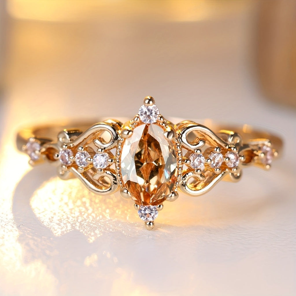 14k Elegant Oval Stone Ring
