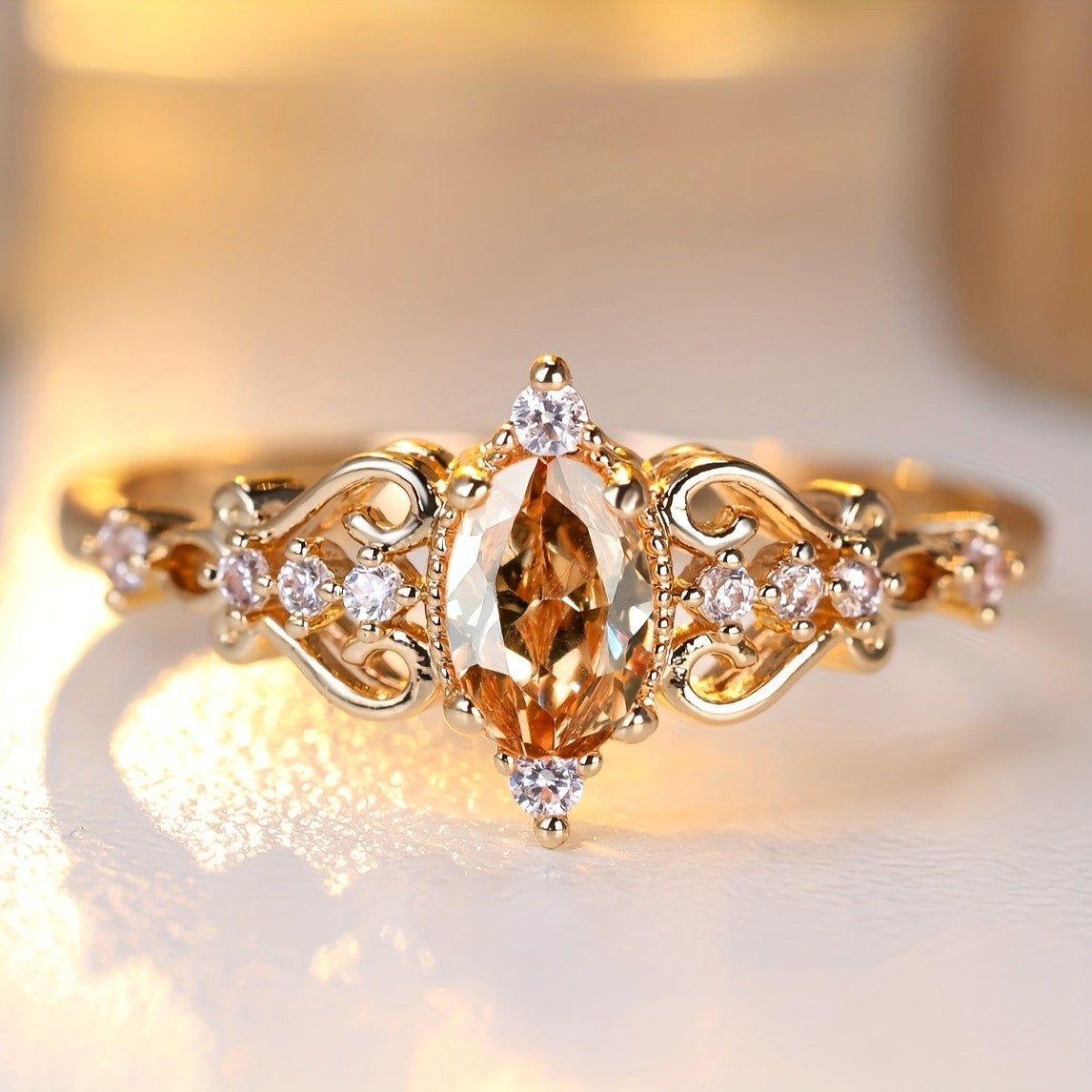 14k Elegant Oval Stone Ring