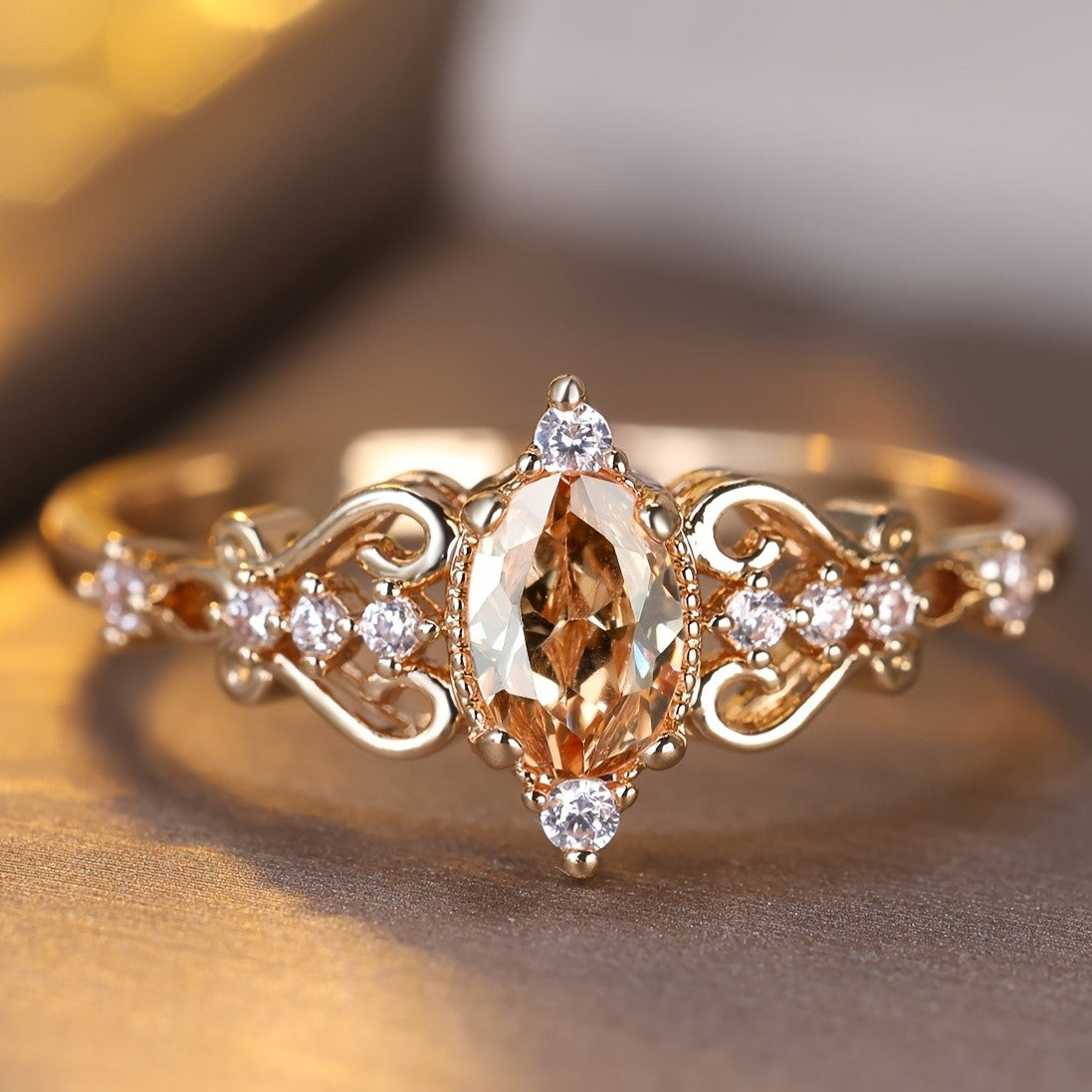 14k Elegant Oval Stone Ring
