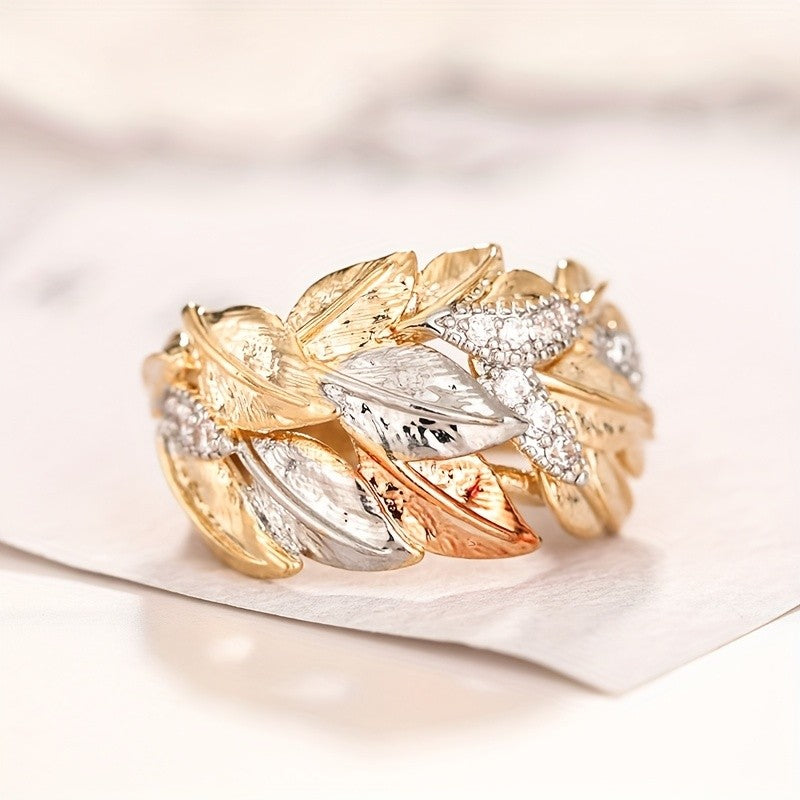 Vintage Leaf Zircon Ring