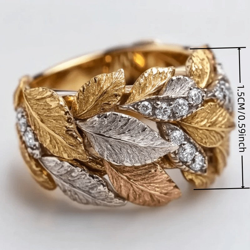 Vintage Leaf Zircon Ring