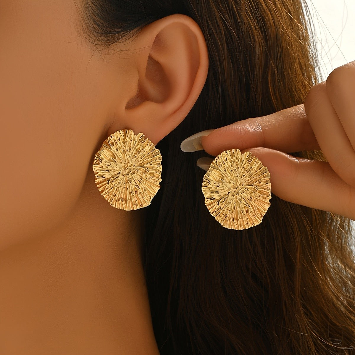 Vintage Textured Disc Earrings