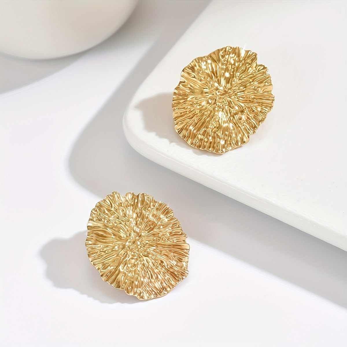 Vintage Textured Disc Earrings