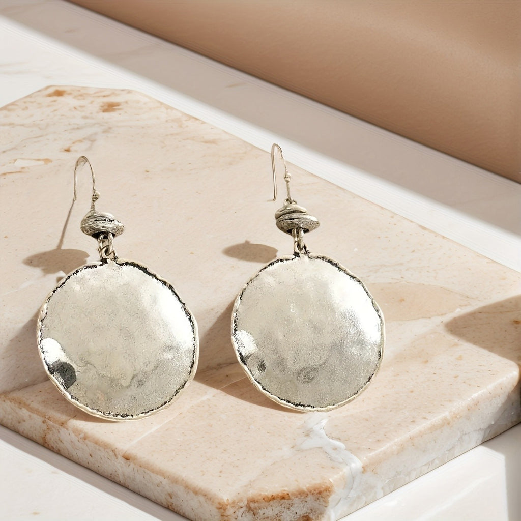 Elegant Hammered Disc Earrings