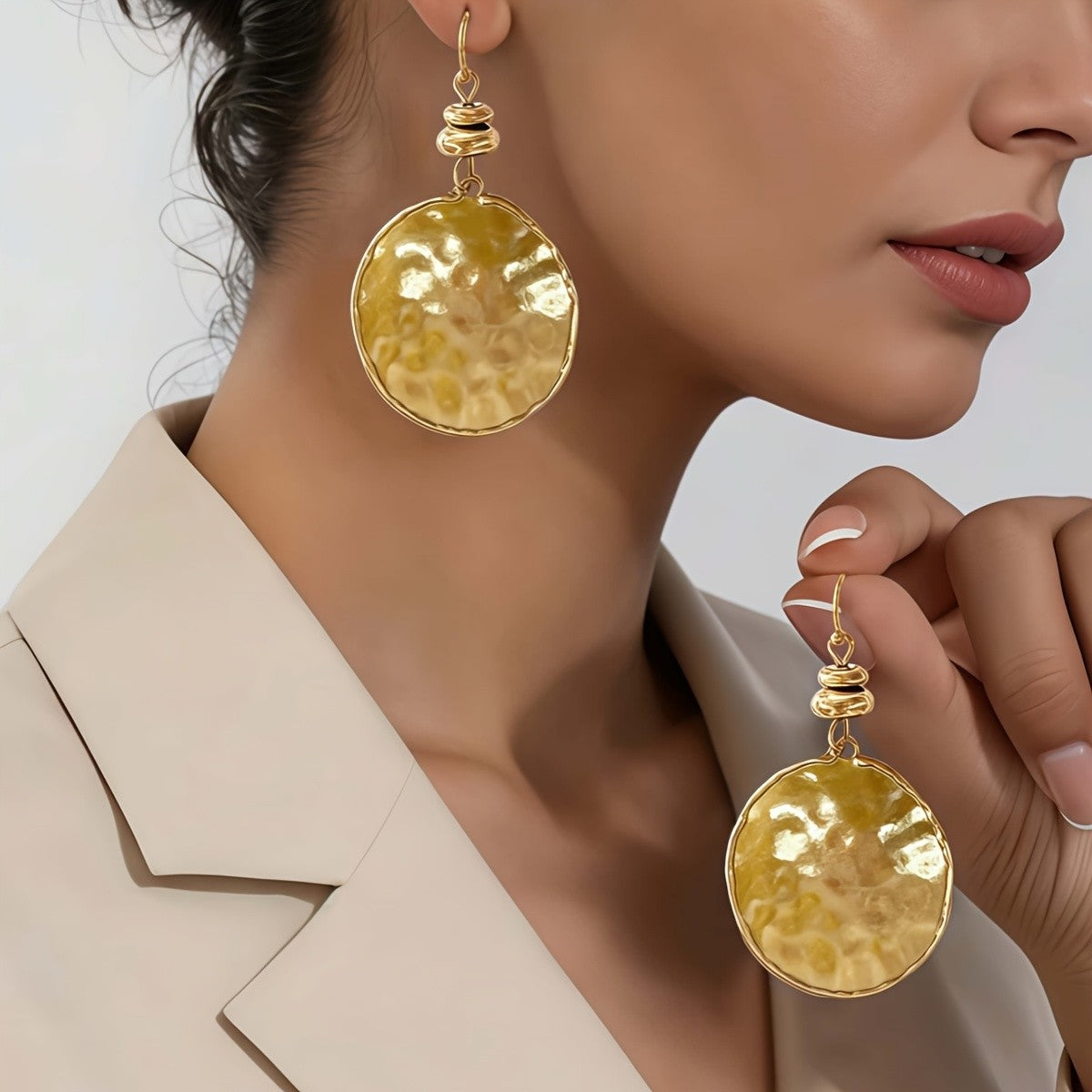 Elegant Hammered Disc Earrings