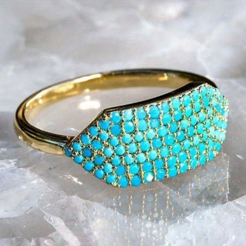 18k Turquoise Pave Ring