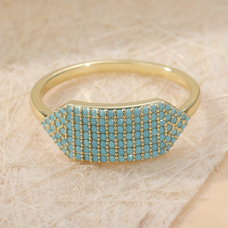 18k Turquoise Pave Ring