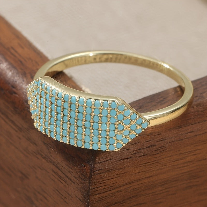 18k Turquoise Pave Ring