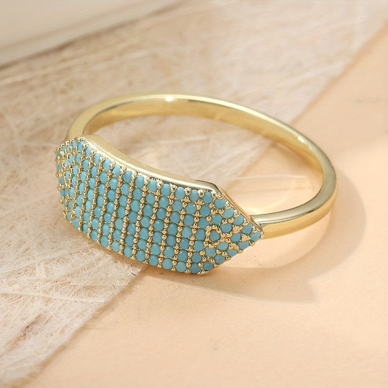 18k Turquoise Pave Ring