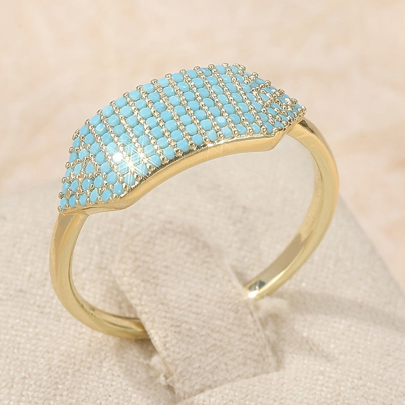 18k Turquoise Pave Ring