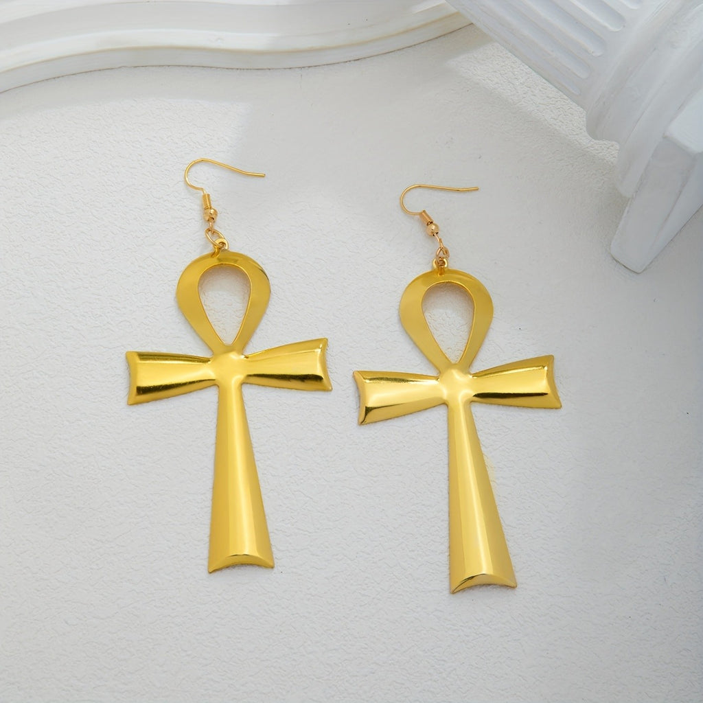 18k Vintage Ankh Drop Earrings