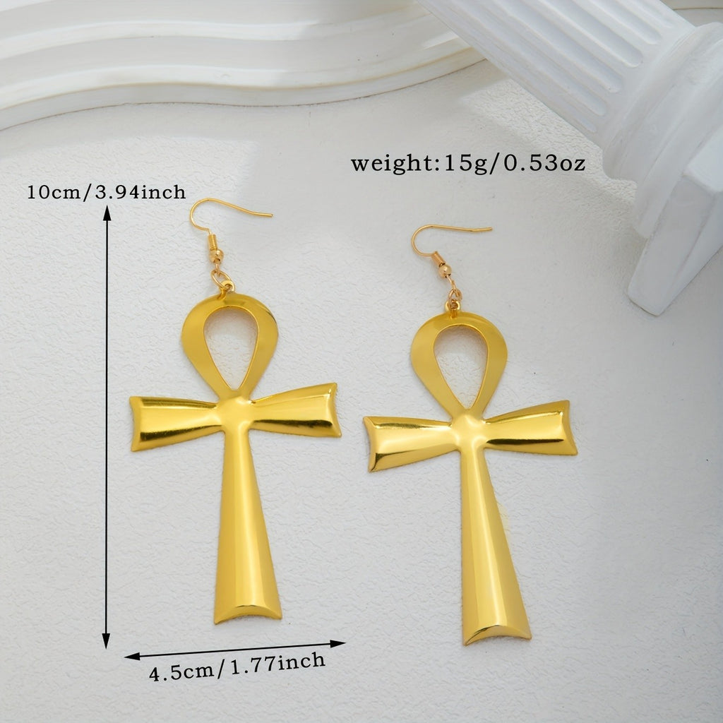 18k Vintage Ankh Drop Earrings
