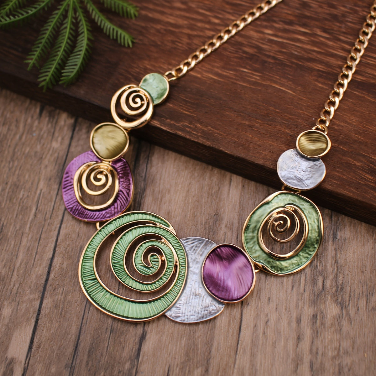 Iridescent Spiral Necklace