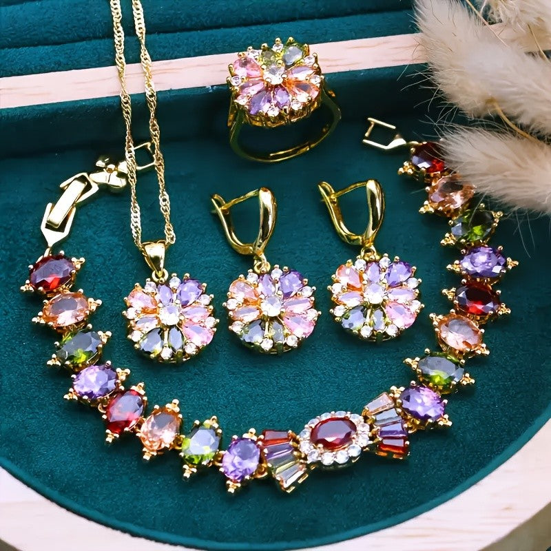18k Boho Floral Jewelry Set