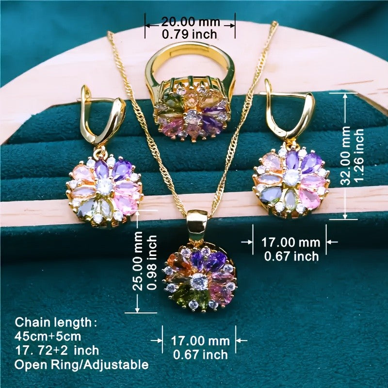18k Boho Floral Jewelry Set