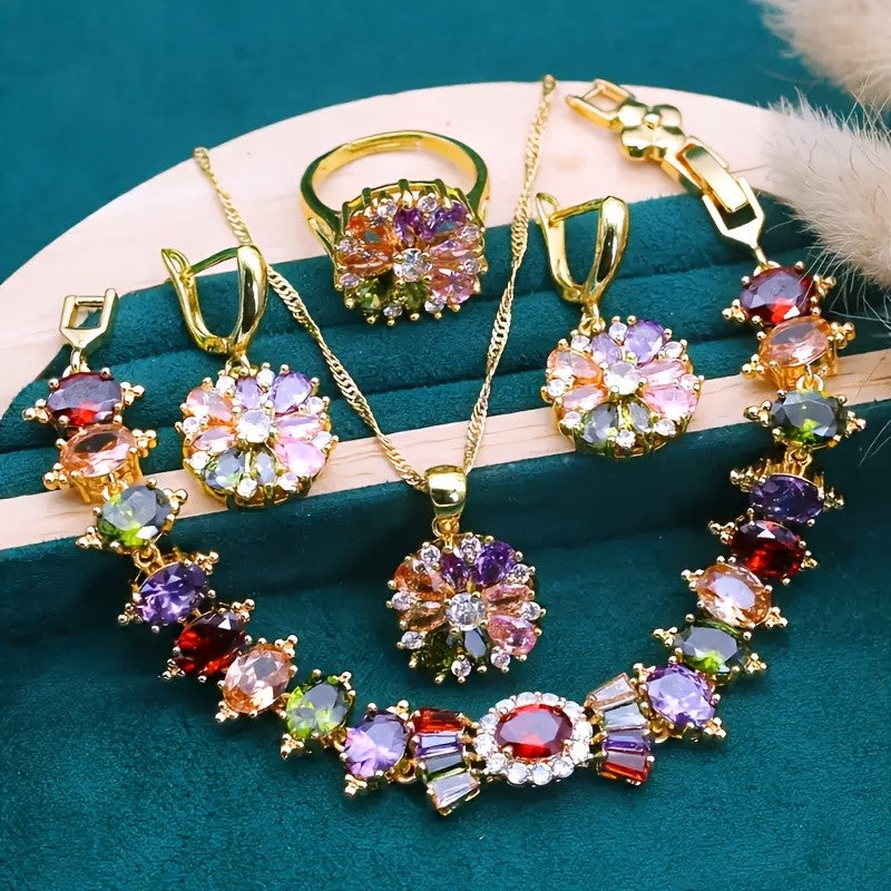 18k Boho Floral Jewelry Set