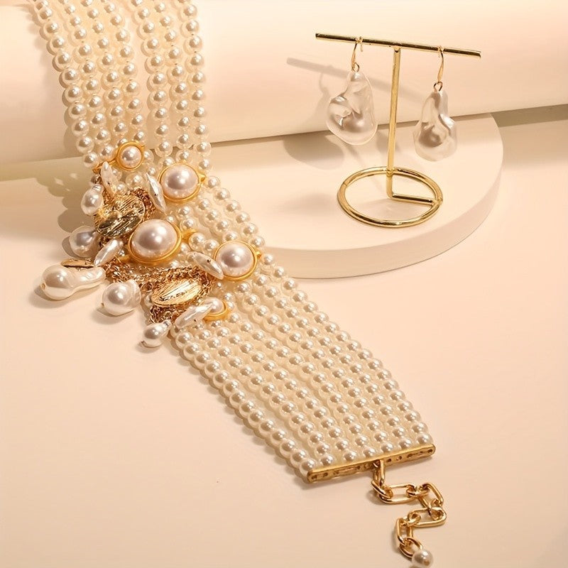Elegant Pearl Multi-Layer Necklace Set