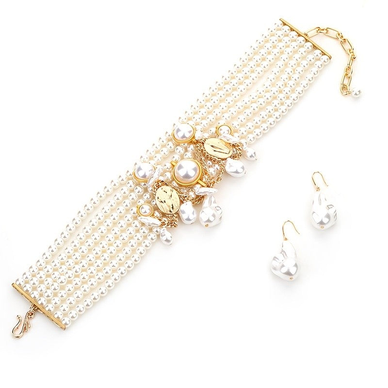 Elegant Pearl Multi-Layer Necklace Set