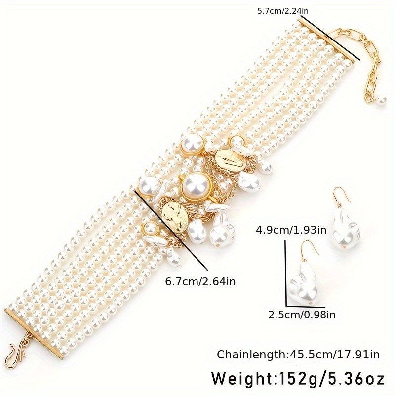 Elegant Pearl Multi-Layer Necklace Set