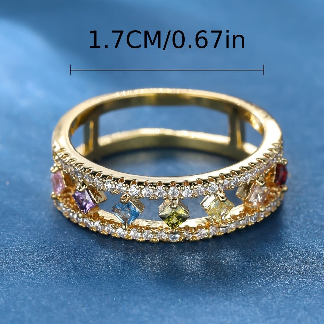 18k Geometric Multi-Stone Ring