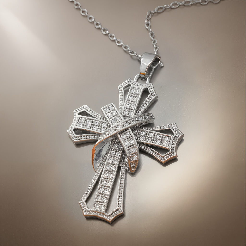 18k Vintage Geometric Cross Necklace