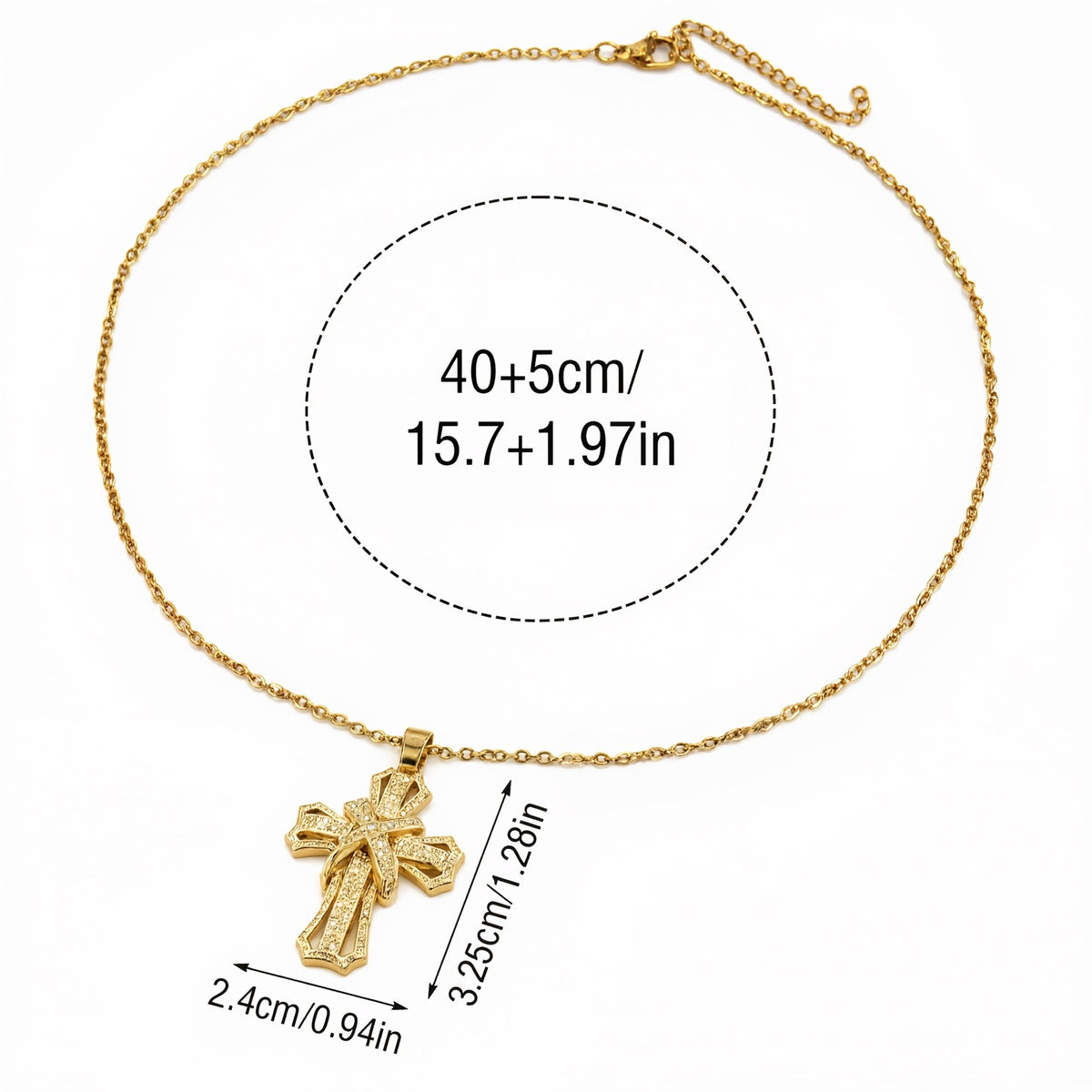 18k Vintage Geometric Cross Necklace
