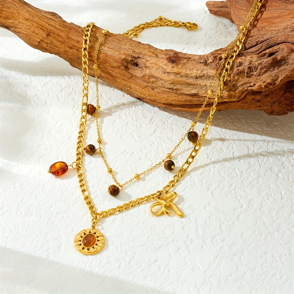 18k Vintage Amber Bead Necklace