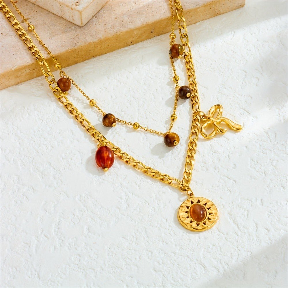 18k Vintage Amber Bead Necklace
