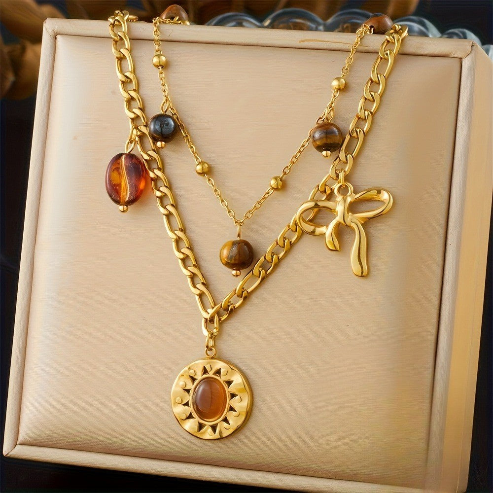 18k Vintage Amber Bead Necklace