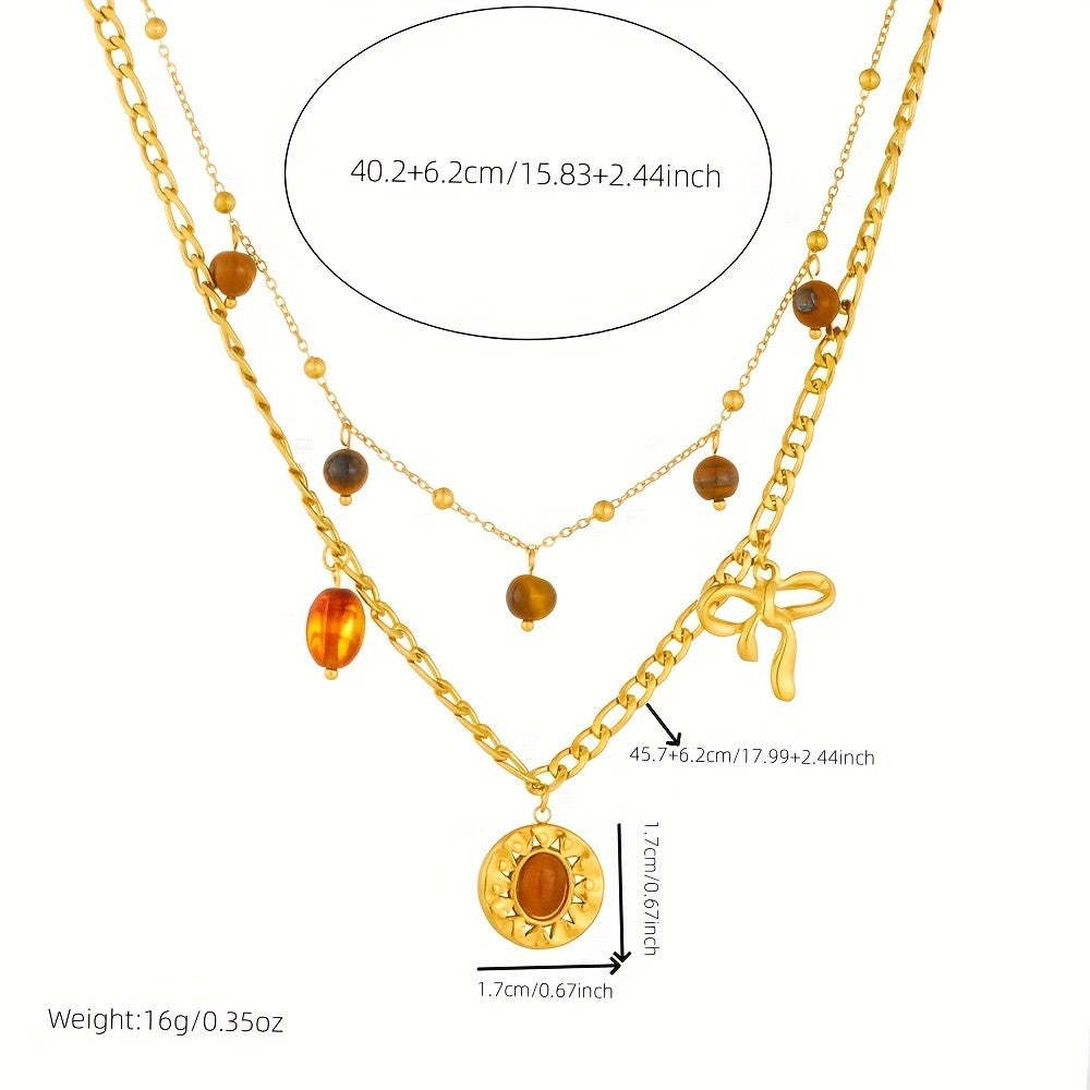 18k Vintage Amber Bead Necklace