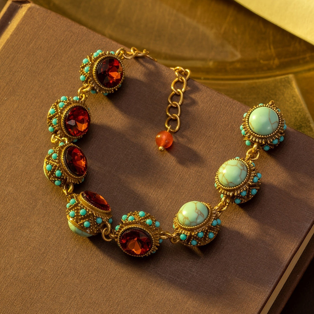 18k Vintage Gemstone Bracelet