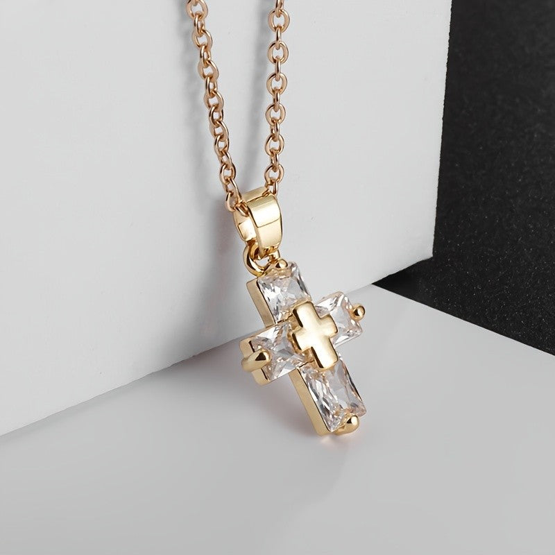 18k Crystal Cross Necklace