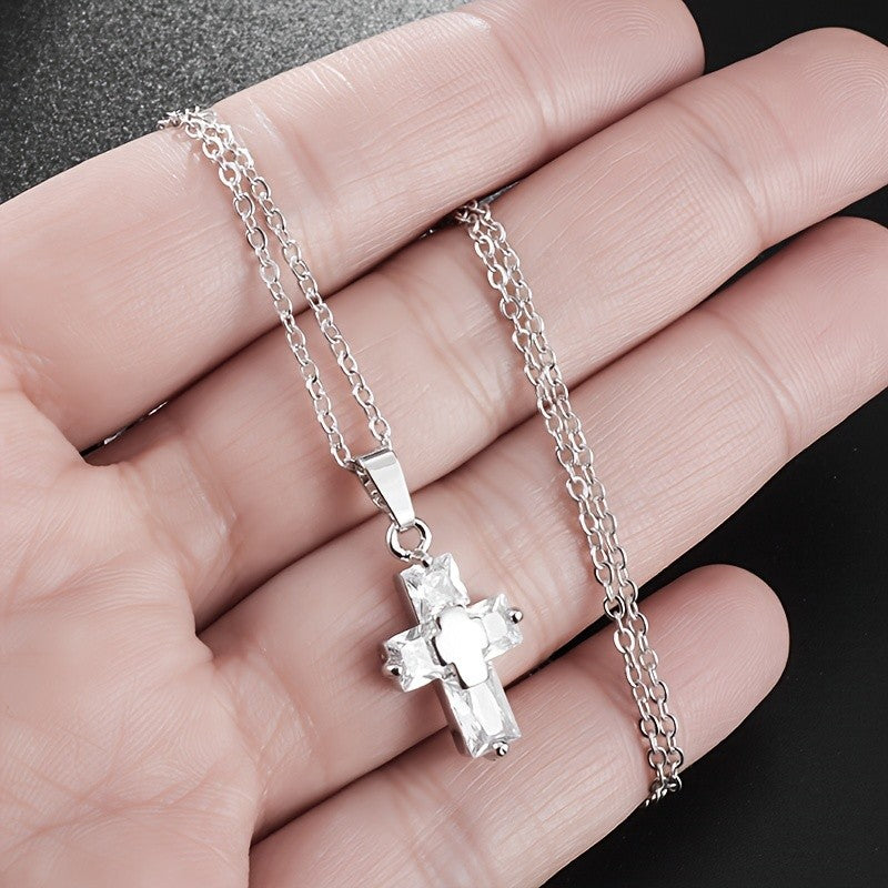 18k Crystal Cross Necklace