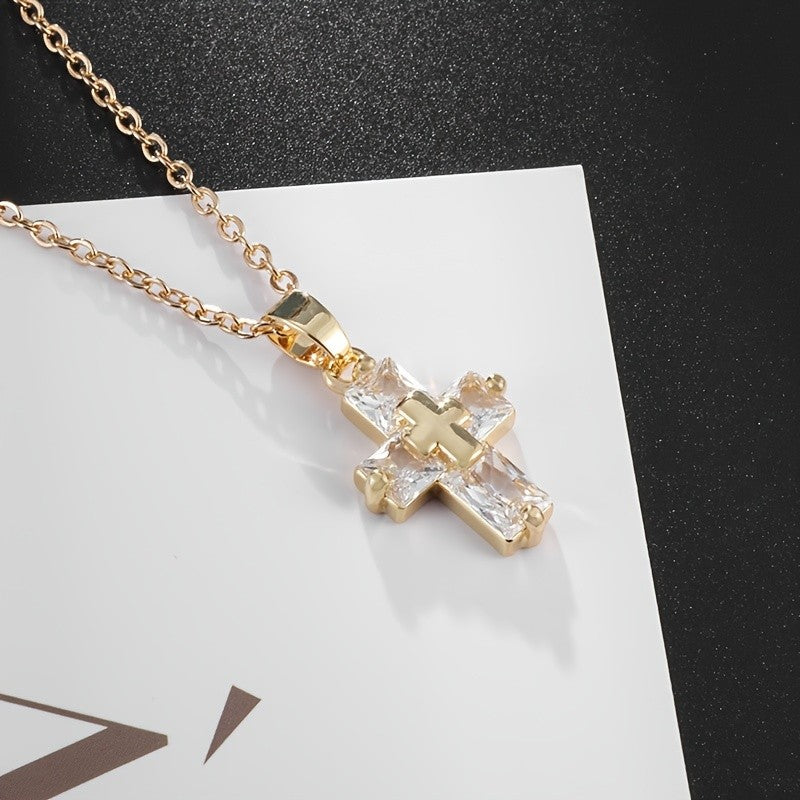 18k Crystal Cross Necklace