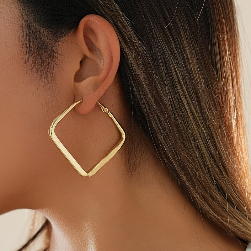 18k Geometric Square Earrings