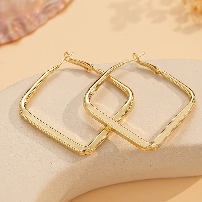 18k Geometric Square Earrings