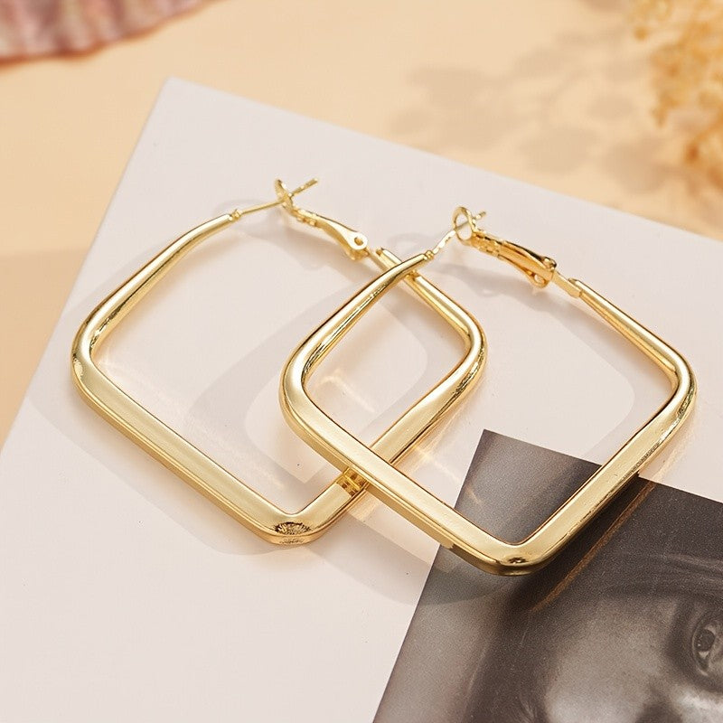 18k Geometric Square Earrings