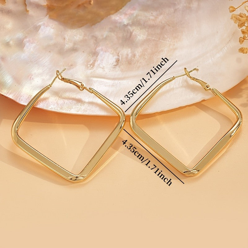 18k Geometric Square Earrings
