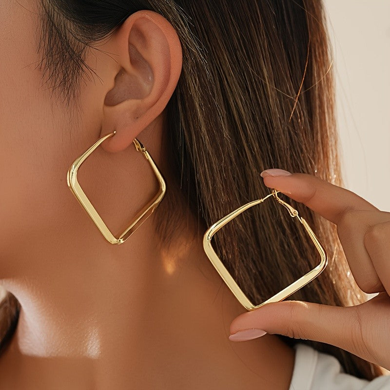18k Geometric Square Earrings