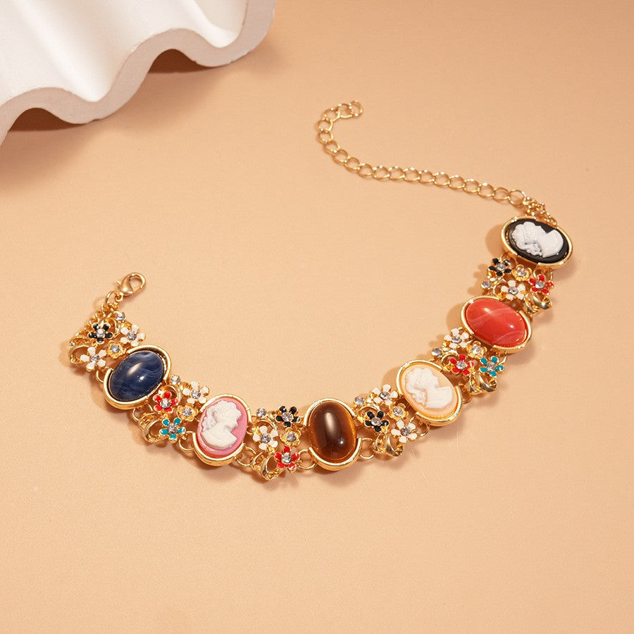 Vintage Cameo Floral Bracelet