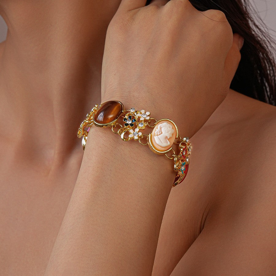 Vintage Cameo Floral Bracelet