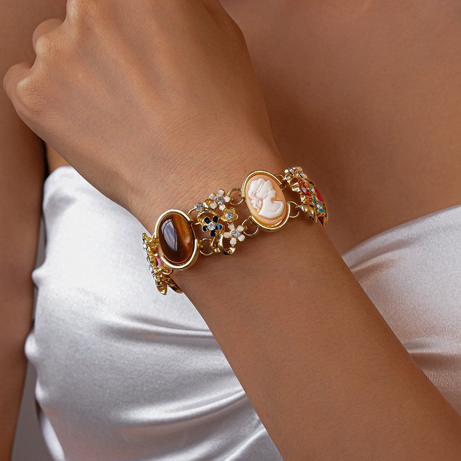 Vintage Cameo Floral Bracelet