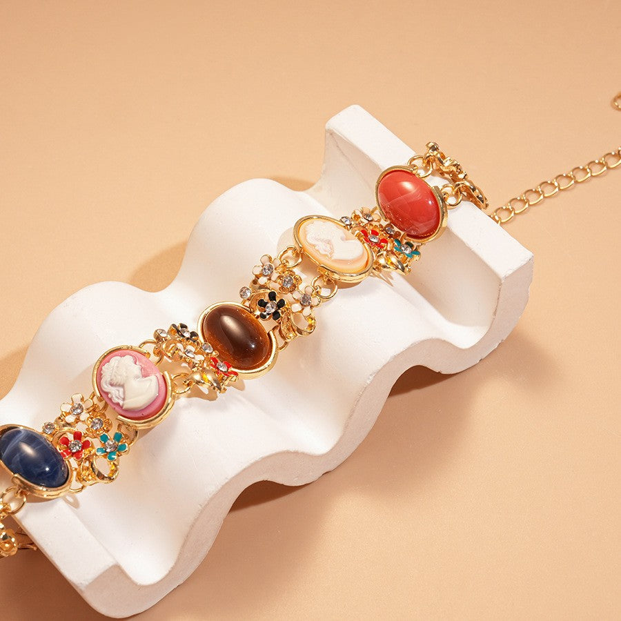 Vintage Cameo Floral Bracelet