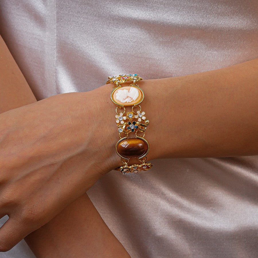 Vintage Cameo Floral Bracelet