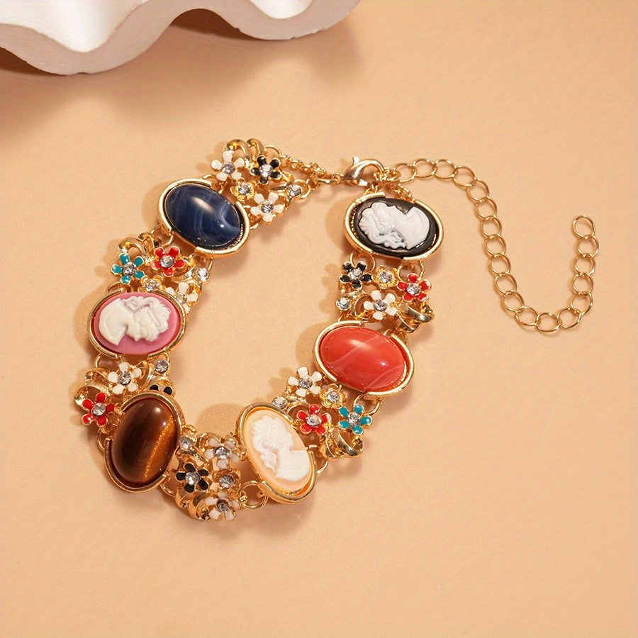 Vintage Cameo Floral Bracelet